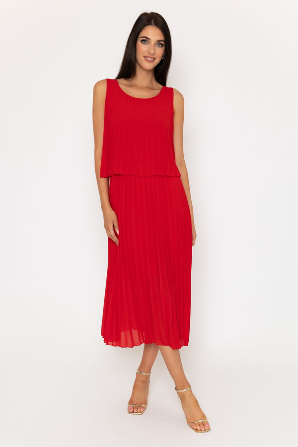Carraig Donn 25Ss Sleeveless Pleat Dress (red)