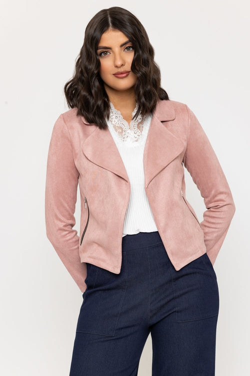 Pink Suede Cover Up Jacket