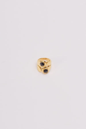 Carraig Donn Black & Gold Chunky Ring - Size 7