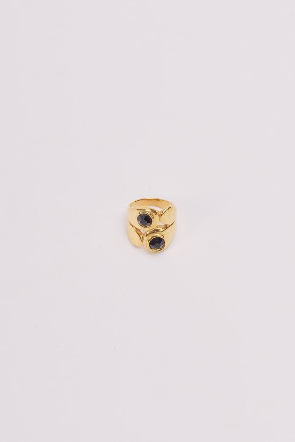 Carraig Donn Black & Gold Chunky Ring - Size 7