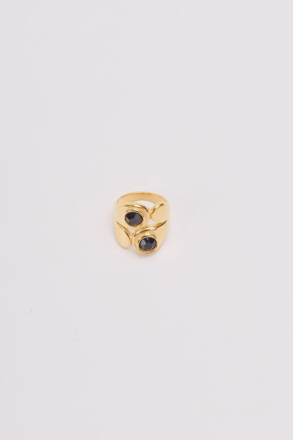 Carraig Donn Black & Gold Chunky Ring - Size 8