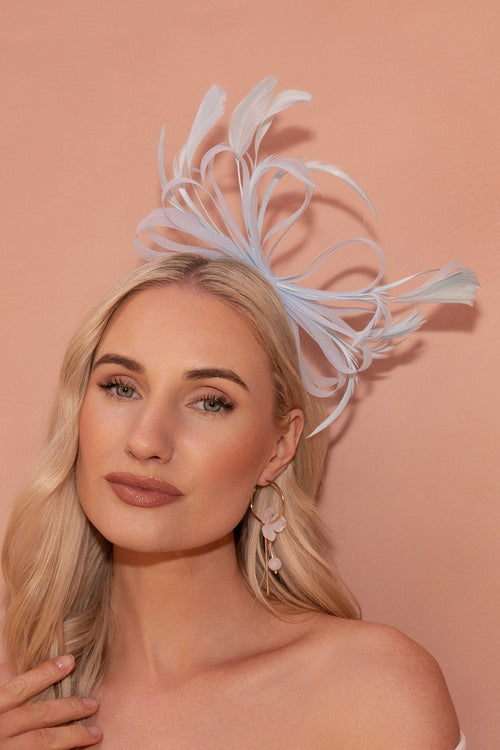 Blue Bow & Feather Fascinator