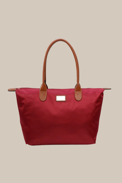 Burgundy Nylon Tote Bag