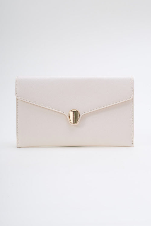 Carraig Donn Front Clasp Clutch Bag in White