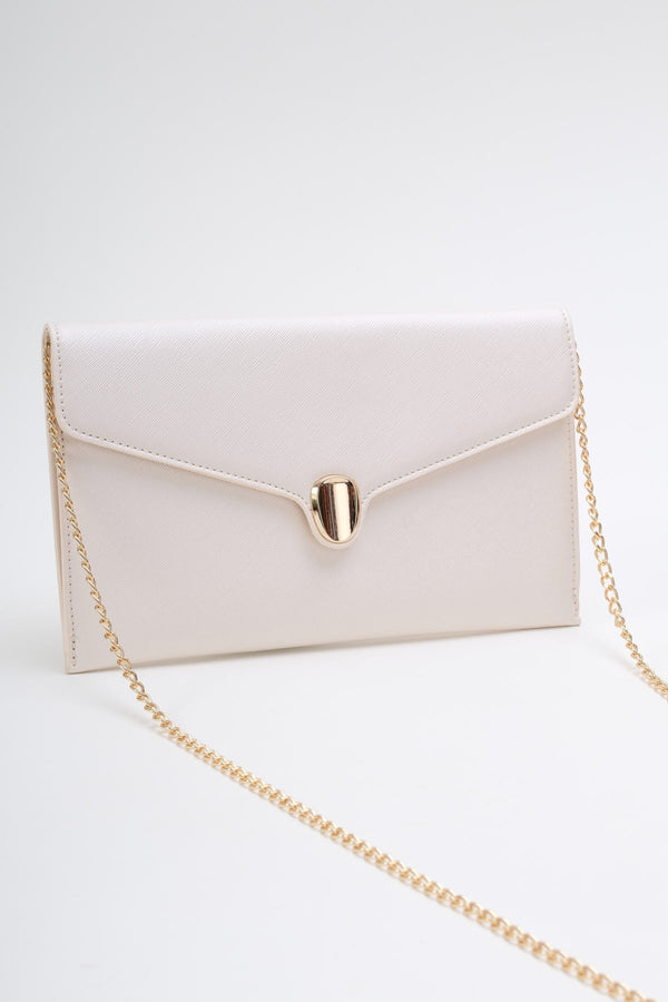 Carraig Donn Front Clasp Clutch Bag in White