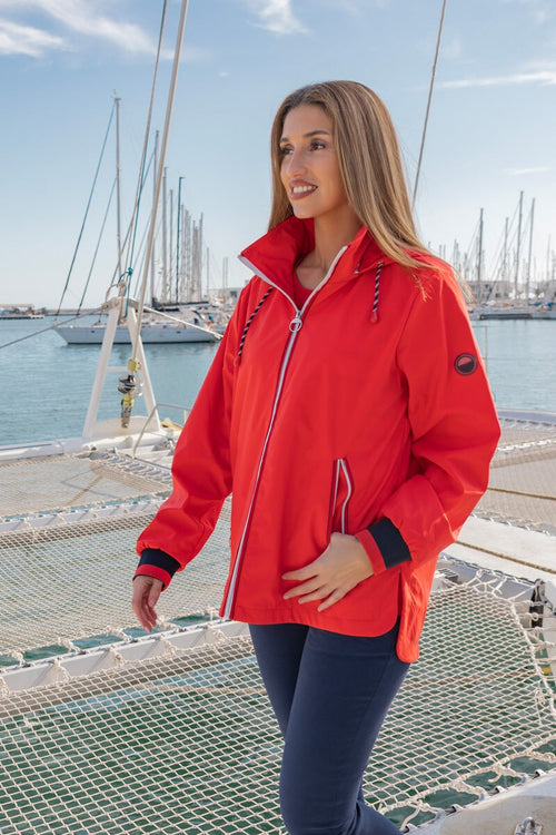 Carraig Donn Hooded Mac Jacket in Red