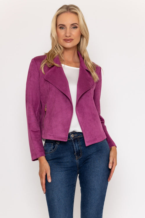 Magenta Suede Jacket Cover Up