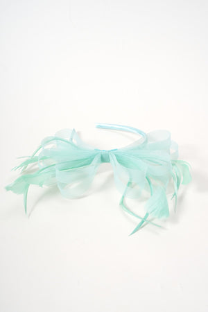 Carraig Donn Mint Green Bow & Feather Fascinator