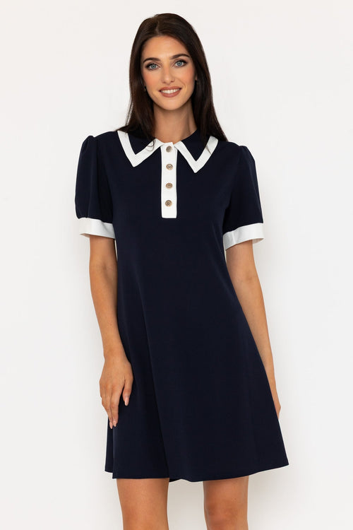 Navy Contrast Collar Mini Dress