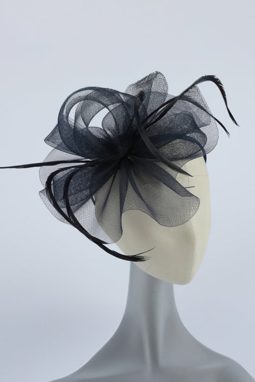 Navy Mini Gathered Fascinator