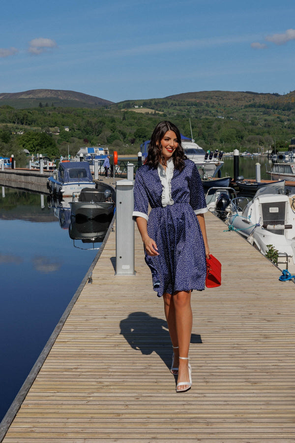 Carraig Donn Navy & White Suzie Knee Length Dress