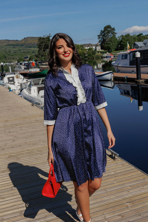 Navy & White Suzie Knee Length Dress