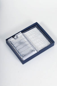 Silver Passport Holder & Luggage Tag Set