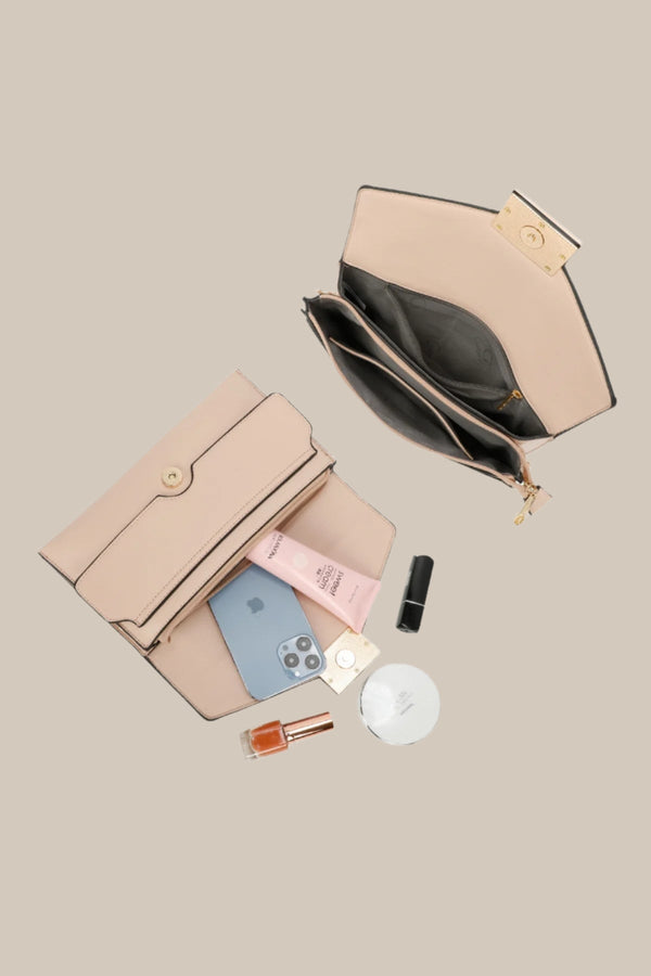 Carraig Donn Pink Clutch Bag With Buckle Detail