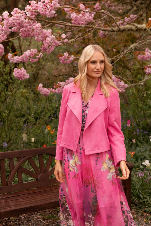 Pink Suede Jacket Cover Up