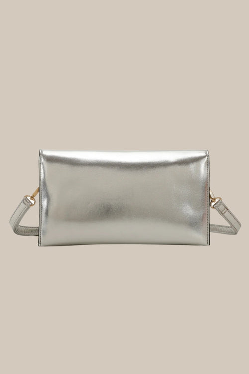 Carraig Donn Silver Clutch Bag With Buckle Detail