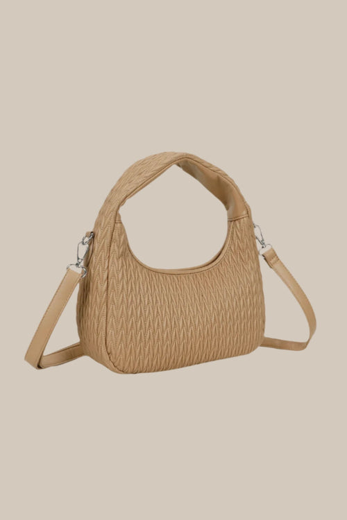 Taupe Textured Shoulder Bag